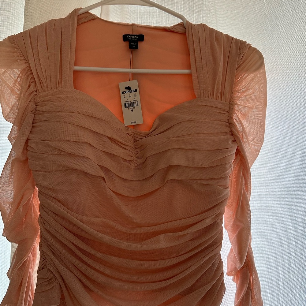 Express Peach Ruched Top